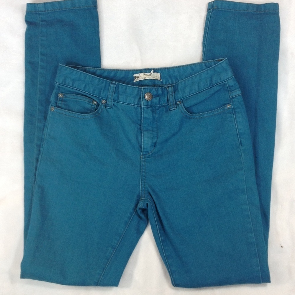 Free People skinny pant perfect spring teal sz 26